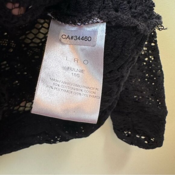 IRO Crochet Lace Cotton Blend Sweater Crew Neck Knit Long Sleeves Sheer Black 40 - Picture 12 of 16
